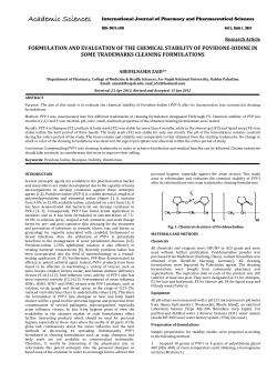 Formulation and Evaluation of the Chemical Stability of Povidone
