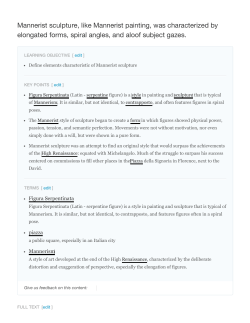 Mannerist sculpture, like Mannerist painting, was