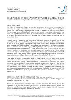 Some Words on the Mystery of Writing a Term Paper