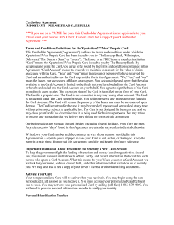 Cardholder Agreement