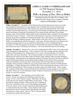 Cumberland Gap Regional Meeting - Lewis and Clark Trail Heritage