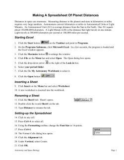 Making A Spreadsheet Of Planet Distances