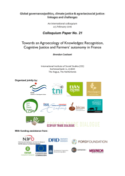 Towards an Agroecology of Knowledges: Recognition, Cognitive