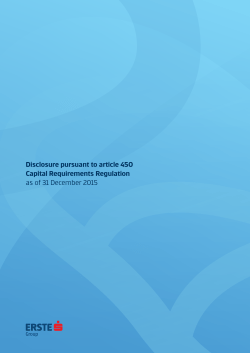 Disclosure pursuant to article 450 Capital Requirements Regulation