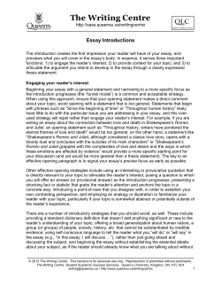 Essay Introductions - Student Academic Success Services