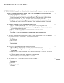 HONORS BIOLOGY CHAPTER 01 PRACTICE TEST MULTIPLE
