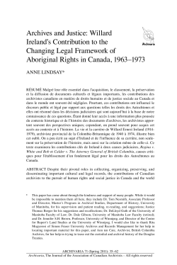 Archives and Justice: Willard Ireland`s Contribution to