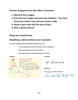 Summer Assignment for Miss Kiker`s Geometry 1. Read the first 4