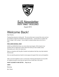 SJS Newsletter Welcome Back! - St. Joseph School La Puente