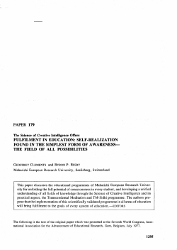 Fulfilment In Education: Self-Realization Found In The Simplest Form