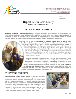 2016 Report - Mont St. Joseph Home