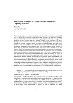 The adventure of self in FE classrooms: Ithaca and Odyssey revisited