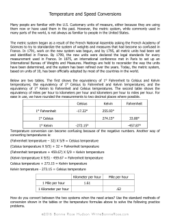 Temperature and Speed Conversions