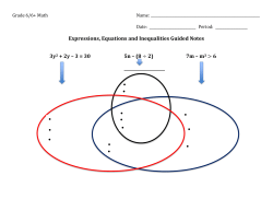 Expressions, Equations and Inequalities Guided Notes 3y2 + 2y – 3