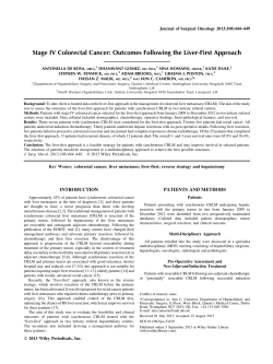 Stage IV colorectal cancer: Outcomes following the liverfirst approach