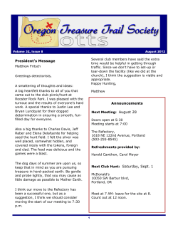 August - Oregon Treasure Trail Society