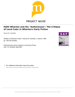 Edith Wharton and the "Authoresses": The Critique