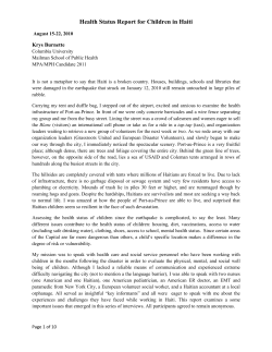 Health Status Report for Children in Haiti