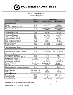 Densetec HDPE Sheet: Typical Properties