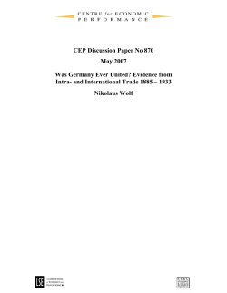 CEP Discussion Paper No 870 May 2007 Was Germany Ever United
