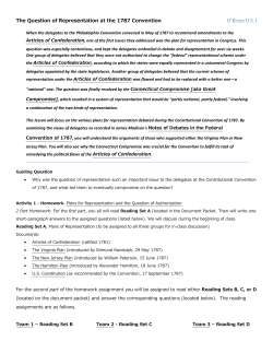 The Question of Representation at the 1787 Convention