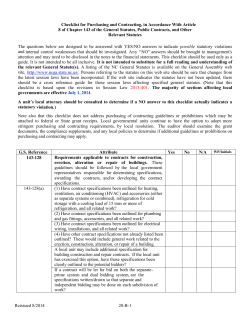 Checklist for Purchasing and Contracting, in Accordance With Article