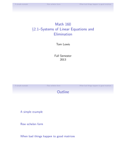 Math 160 &sect;2.1&ndash;Systems of Linear Equations and Elimination