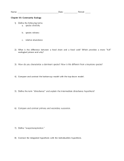 Chapter 53: Community Ecology 1) Define the foll
