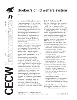 Quebec`s Child Welfare System - Canadian Child Welfare Research