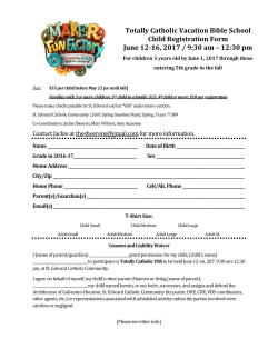 Totally Catholic Vacation Bible School Child Registration Form June