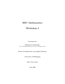 HSC Mathematics Workshop 3