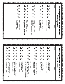 Non Negotiable Checklist