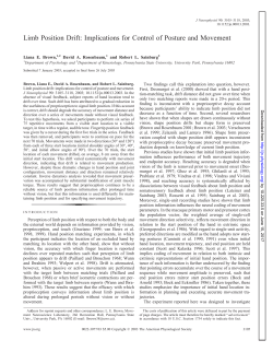 Limb Position Drift: Implications for Control of Posture and Movement