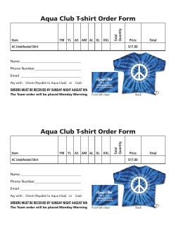 Aqua Club T-shirt Order Form Aqua Club T