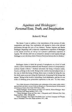 Aquinas and Heidegger: Personal Esse, Truth, and Imagination