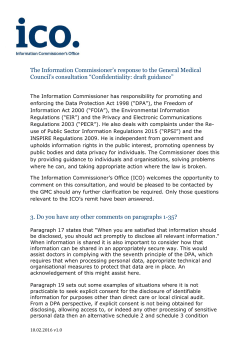 The Information Commissioner`s response to the General Medical