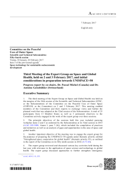 Third Meeting of the Expert Group on Space and Global Health, held