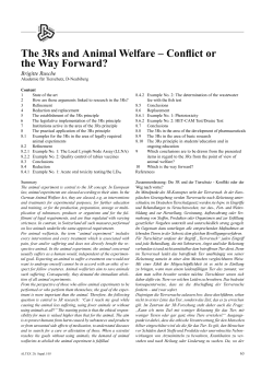 The 3Rs and Animal Welfare – Conflict or the Way Forward?