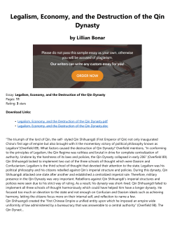 Legalism, Economy, and the Destruction of the Qin Dynasty