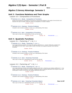 Algebra 2 (3) Apex - Semester 1 Part B