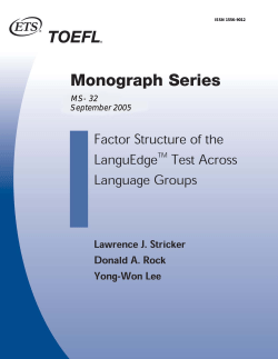 Factor Structure of the LanguEdge&trade; Test Across Language Groups