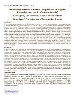 Measuring Persian Speakers` Acquisition of English Phonology