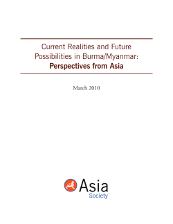 Current Realities and Future Possibilities in Burma/Myanmar