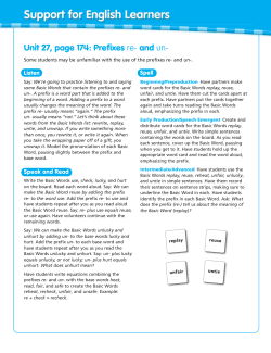 Unit 27, page 174: Prefixes re- and un-