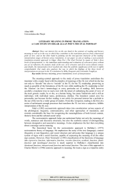 Literary Meaning in Prose Translation: A Case Study on Edgar Allan