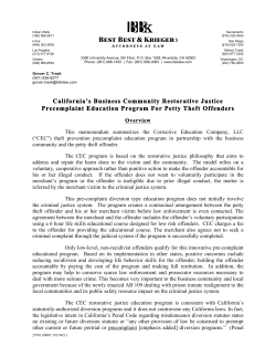 California`s Business Community Restorative Justice Precomplaint