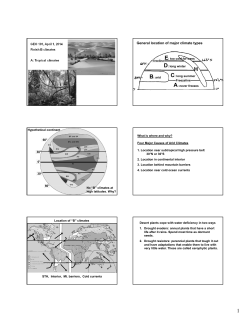 General location of major climate types