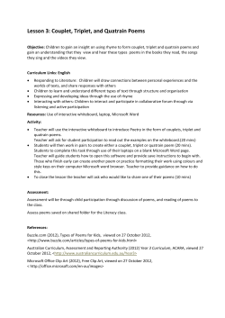 Lesson 3: Couplet, Triplet, and Quatrain Poems