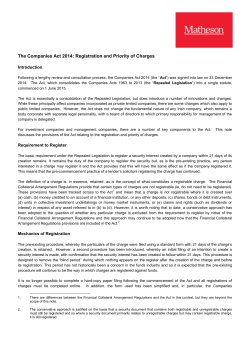 The Companies Act 2014: Registration and Priority of Charges