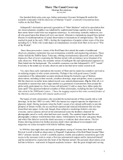 Mars: The Canal Cover-up